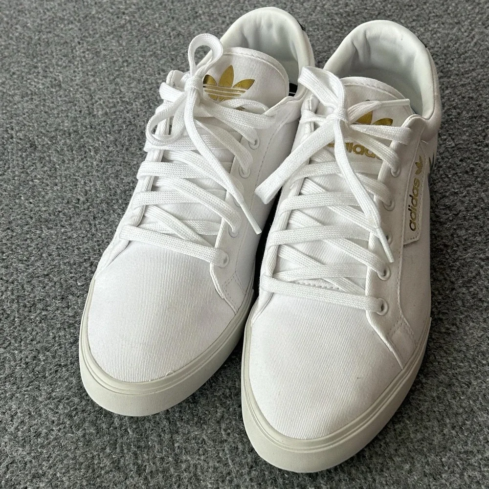 Adidas Shoes Womens Size 11 White Sleek Lo W Canvas Rainbow Logo Sneakers FW2442